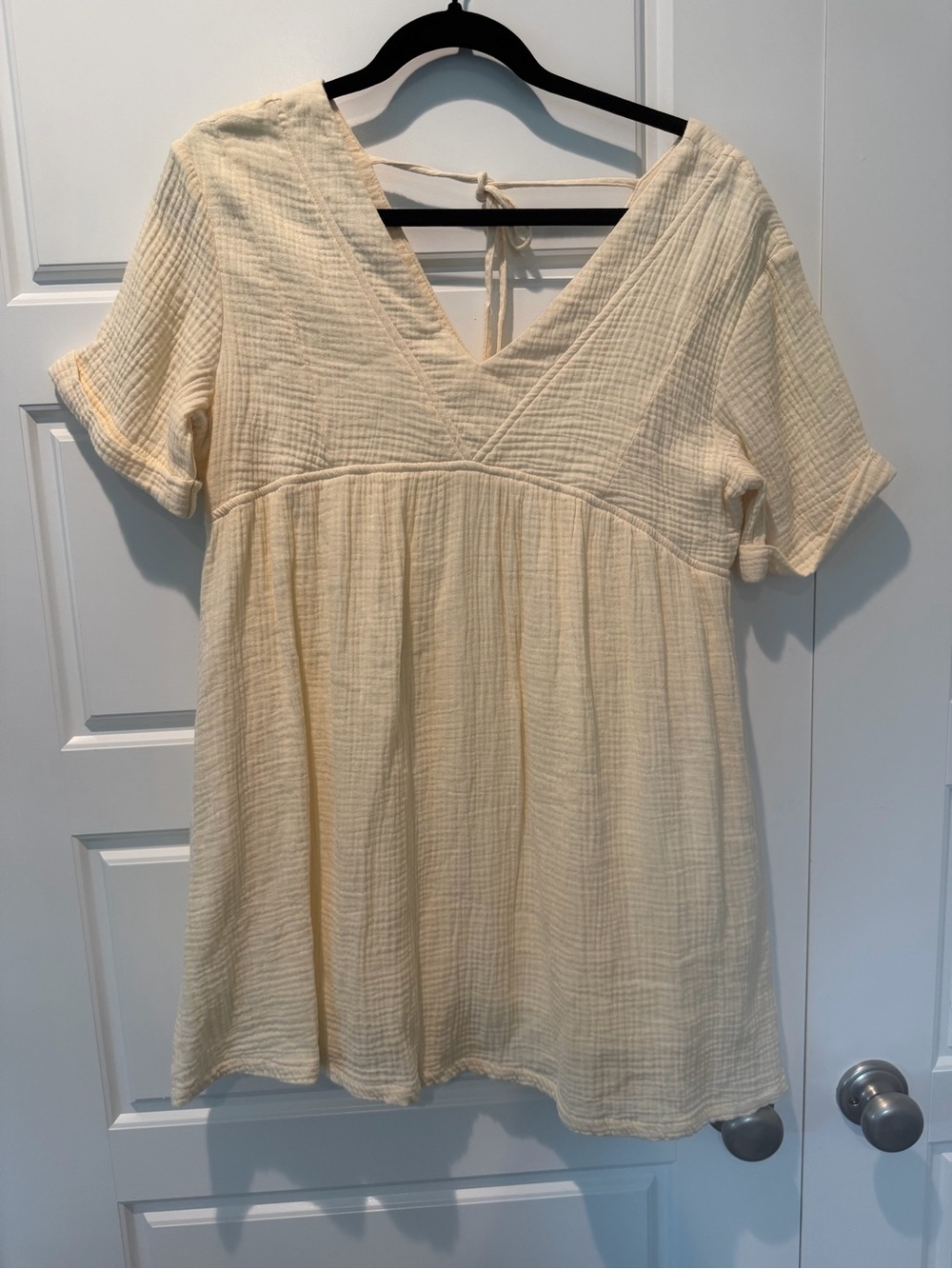 Pink Lily Butter Yellow Cotton Gauzy Mini Babydoll Dress Beach Summer Size Small